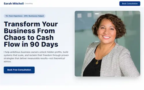 Sarah Mitchell Consulting Website - Professional B2B design with lead qualification